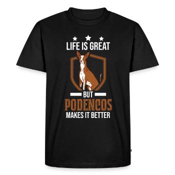 Life is great But Podencos makes it better - Men's Premium Organic T-Shirt - black - Front - Nico (187cm)