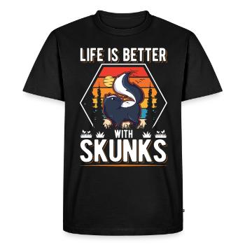 Life is better with Skunks Skunk - Men's Premium Organic T-Shirt - black - Front - Nico (187cm)