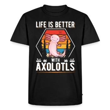 La vie est meilleure avec Axolotls Schwanzlurch - T-shirt Premium bio Homme - noir - Devant - Nico (187cm)