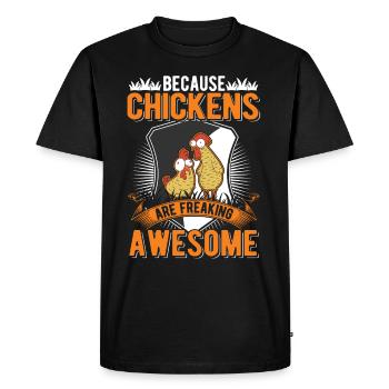 Poulailler d’éleveur de poulet - T-shirt Premium bio Homme - noir - Devant - Nico (187cm)