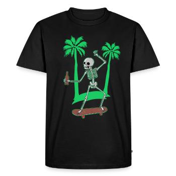 Skateboard Skeleton Skater Palms et bière - T-shirt Premium bio Homme - noir - Devant - Nico (187cm)
