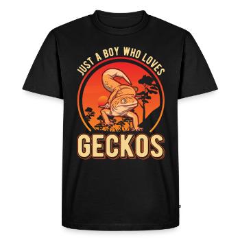Gecko Young Leopard Gecko - Men's Premium Organic T-Shirt - black - Front - Nico (187cm)