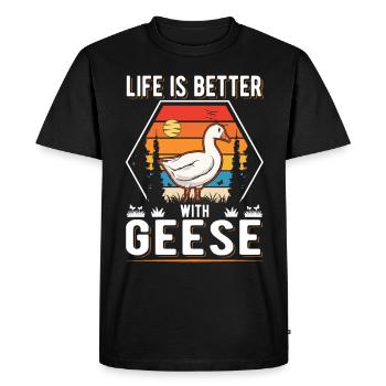 Life is better with Geese Goose Goose - Men's Premium Organic T-Shirt - black - Front - Nico (187cm)