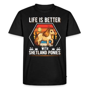La vie est meilleure avec Shetland Ponies Shetty - T-shirt Premium bio Homme - noir - Devant - Nico (187cm)