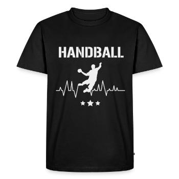 Handball ECG Heartbeat Pulse Jump Lancer - T-shirt Premium bio Homme - noir - Devant - Nico (187cm)