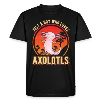 Just a Boy who loves Axolotls Tail Lurch - Men's Premium Organic T-Shirt - black - Front - Nico (187cm)