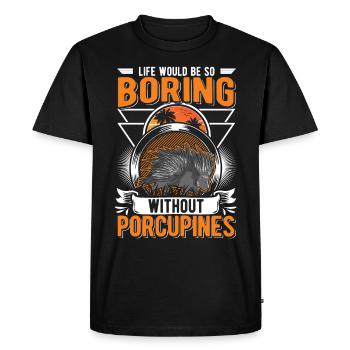 Porc-épic Cadeau Porc-épic - T-shirt Premium bio Homme - noir - Devant - Nico (187cm)
