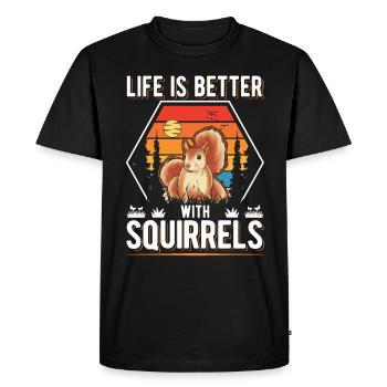 Life is better with Squirrels Squirrel - Men's Premium Organic T-Shirt - black - Front - Nico (187cm)