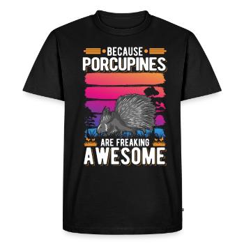 Porc-épic Cadeau Porc-épic - T-shirt Premium bio Homme - noir - Devant - Nico (187cm)