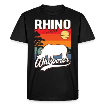 Nashorn Flüsterer Rhino Whisperer - Men's Premium Organic T-Shirt - black - Front - Nico (187cm)