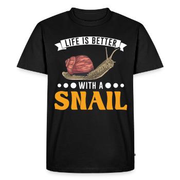 Life is better with a Snail Schnecke - Men's Premium Organic T-Shirt - black - Front - Nico (187cm)