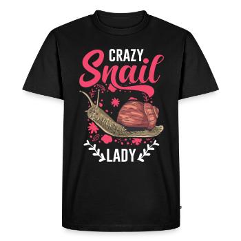 Crazy Snail lady Snails Fille - T-shirt Premium bio Homme - noir - Devant - Nico (187cm)