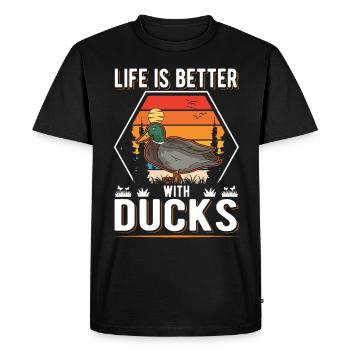 La vie est meilleure avec Ducks Duck Duck Breeder - T-shirt Premium bio Homme - noir - Devant - Nico (187cm)