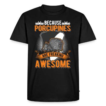 Porc-épic Cadeau Porc-épic - T-shirt Premium bio Homme - noir - Devant - Nico (187cm)