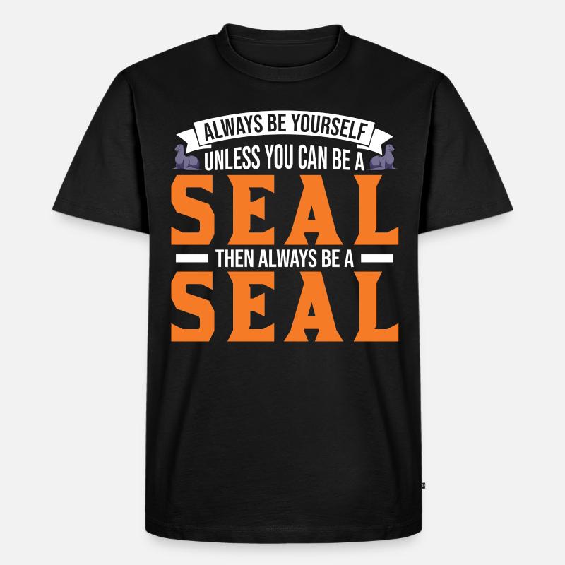 Robbe Geschenk Seal Seelöwe - Männer Premium Bio T-Shirt - Schwarz