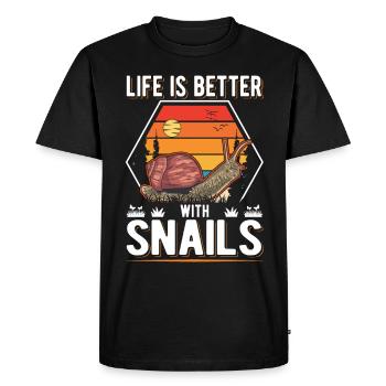 Life is better with Snails Snail - Men's Premium Organic T-Shirt - black - Front - Nico (187cm)
