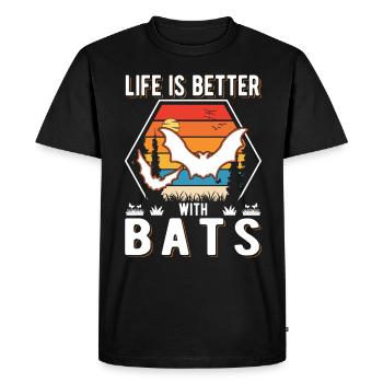 Life is better with Bats Bat - Men's Premium Organic T-Shirt - black - Front - Nico (187cm)