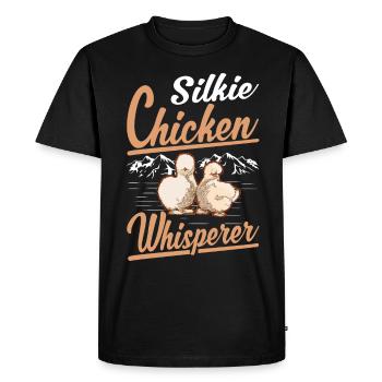 Silkie Chicken Whisperer Silk Chicken Whisperer - Men's Premium Organic T-Shirt - black - Front - Nico (187cm)