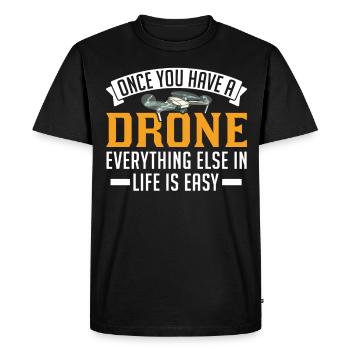 Drone Gift Quadcopter Drone Pilot - Men's Premium Organic T-Shirt - black - Front - Nico (187cm)