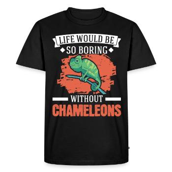 Chameleon Gift Chameleon - Men's Premium Organic T-Shirt - black - Front - Nico (187cm)