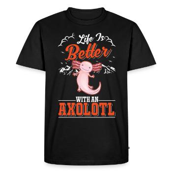 La vie est meilleure avec un Axolotl Schwanzlurch - T-shirt Premium bio Homme - noir - Devant - Nico (187cm)