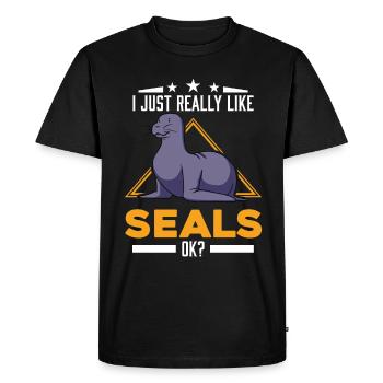 J’aime vraiment les phoques ok Sea Lion Seal - T-shirt Premium bio Homme - noir - Devant - Nico (187cm)