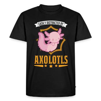 Easily distracted by Axolotls Tail Luch - Men's Premium Organic T-Shirt - black - Front - Nico (187cm)