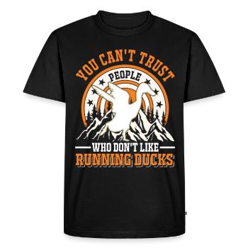 Indian Running Gift Running Duck - Men's Premium Organic T-Shirt - black - Front - Nico (187cm)