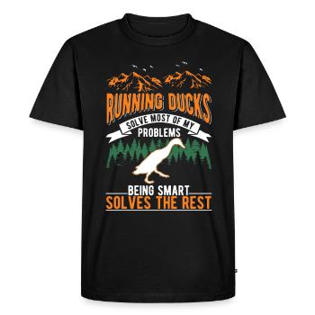 Indian Running Gift Running Duck - Men's Premium Organic T-Shirt - black - Front - Nico (187cm)