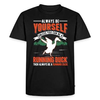 Indian Running Gift Running Duck - Men's Premium Organic T-Shirt - black - Front - Nico (187cm)
