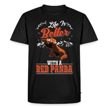 La vie est meilleure avec un panda roux roter panda - T-shirt Premium bio Homme - noir - Devant - Nico (187cm)