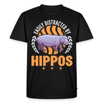Easily distracted by Hippos Hippo Hippo Hippo - Men's Premium Organic T-Shirt - black - Front - Nico (187cm)