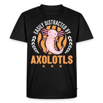 Easily distracted by Axolotls Tail Luch - Men's Premium Organic T-Shirt - black - Front - Nico (187cm)