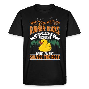 Canard en caoutchouc Cadeau Canard Grinçant Canard Bain Canard - T-shirt Premium bio Homme - noir - Devant - Nico (187cm)