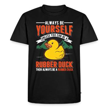 Canard en caoutchouc Canard grinçant Canard de bain - T-shirt Premium bio Homme - noir - Devant - Nico (187cm)