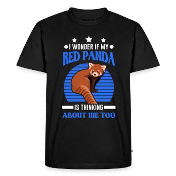 Panda Rouge Cadeau Chat Ours Panda Rouge - T-shirt Premium bio Homme - noir - Devant - Nico (187cm)