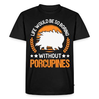 Porc-épic Cadeau Porc-épic - T-shirt Premium bio Homme - noir - Devant - Nico (187cm)