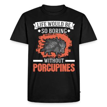 Porc-épic Cadeau Porc-épic - T-shirt Premium bio Homme - noir - Devant - Nico (187cm)