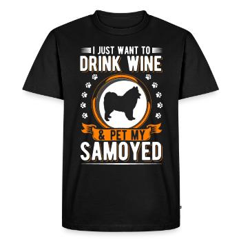 Samoyed and Wine Sled Dog Samoyeds - Men's Premium Organic T-Shirt - black - Front - Nico (187cm)