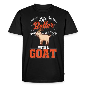 La vie est meilleure avec une chèvre Ziegenwirt Ziege - T-shirt Premium bio Homme - noir - Devant - Nico (187cm)