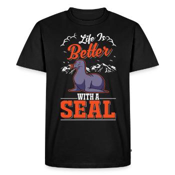 La vie est meilleure avec un Seal Robben Seehund - T-shirt Premium bio Homme - noir - Devant - Nico (187cm)