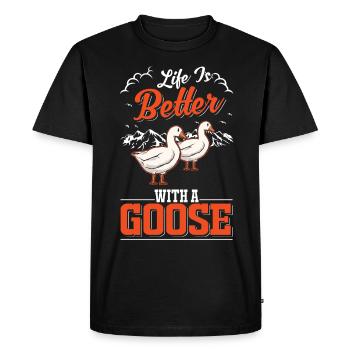 Life is better with a Goose Goose Breeder Goose - Men's Premium Organic T-Shirt - black - Front - Nico (187cm)