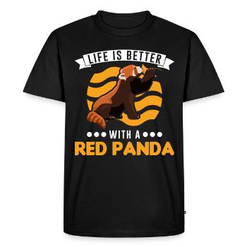 La vie est meilleure avec un panda roux roter panda - T-shirt Premium bio Homme - noir - Devant - Nico (187cm)