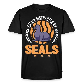 Facilement distrait par Seal Seehund Robben - T-shirt Premium bio Homme - noir - Devant - Nico (187cm)