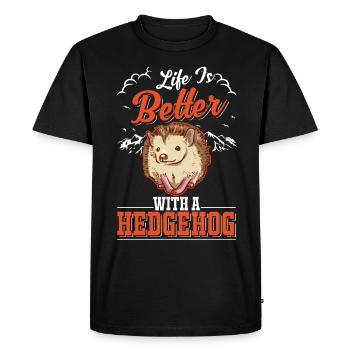 Life is better with a Hedgehog Igel - Men's Premium Organic T-Shirt - black - Front - Nico (187cm)