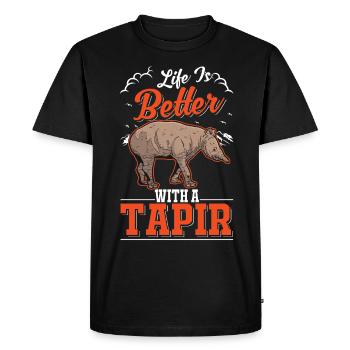La vie est meilleure avec un Tapir - T-shirt Premium bio Homme - noir - Devant - Nico (187cm)