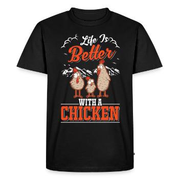 La vie est meilleure avec un poulet éleveur de poulets - T-shirt Premium bio Homme - noir - Devant - Nico (187cm)