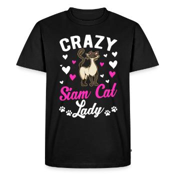 Crazy Siam Cat lady Siamese Cat Mama - T-shirt Premium bio Homme - noir - Devant - Nico (187cm)