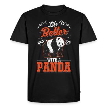 Life is better with a Panda - Men's Premium Organic T-Shirt - black - Front - Nico (187cm)
