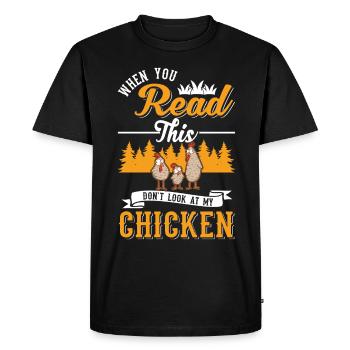 Poulets Élevage de poulets Éleveur de poulets - T-shirt Premium bio Homme - noir - Devant - Nico (187cm)